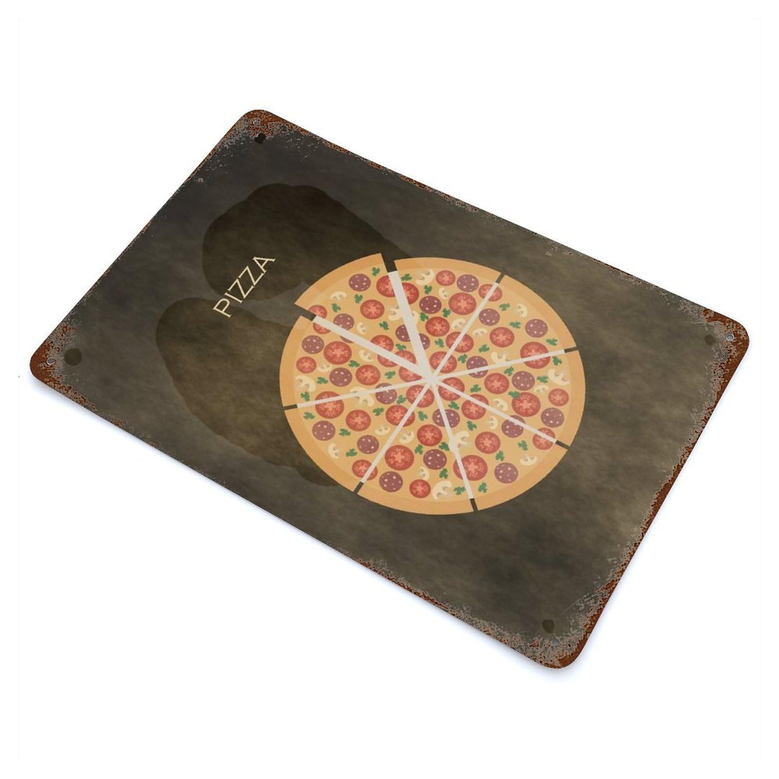 Pizza Rusty Metal Tin Sign 11.8"x7.9", Ideal for Farmhouse, Kitchen And Entryway Decor