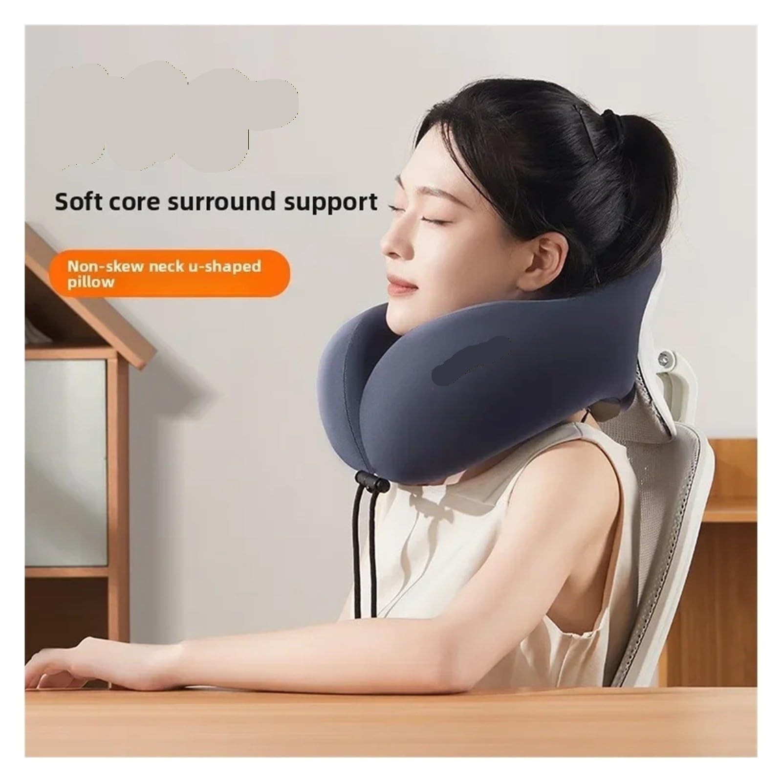 Memory Foam U-Shaped Travel Neck Pillow Washable Cover