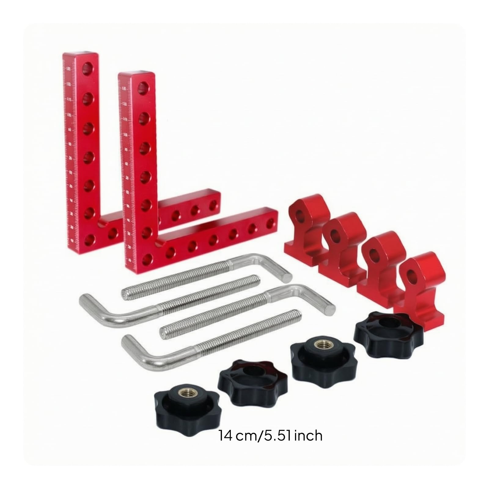 Morsetto Angolare Preciso Utensile, Set Da 6 Pezzi In Alluminio Rosso Con Custodia, 14 Cm