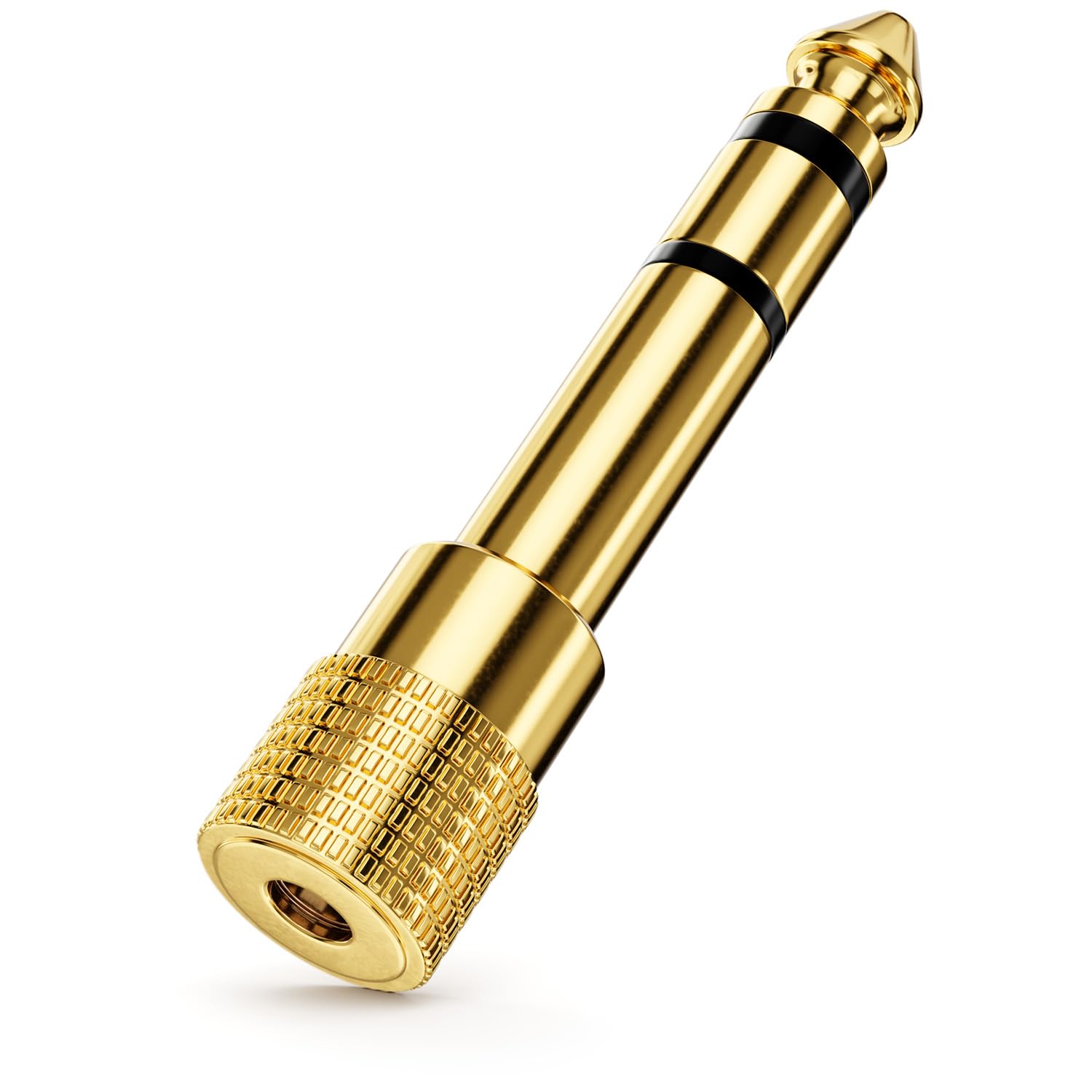 deleyCON Adattatore Jack [1 Pezzo] da 6,35mm a 3,5mm - Accoppiamento Audio Stereo Adattatore Jack - Per Cuffie Chitarra Ricevitore HiFi Amplificatore Home Cinema Mixer Tastiera TRS
