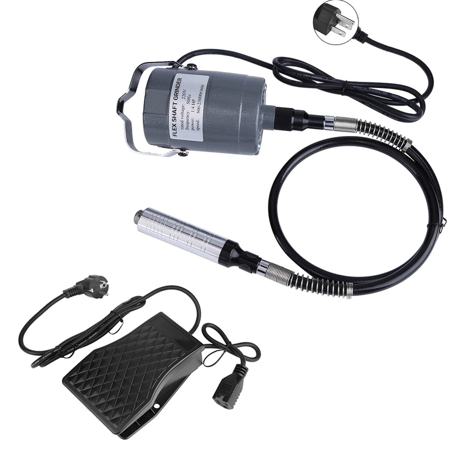Amoladora de eje flexible, 53 pcs/set Kit de herramienta múltiple rotativa mini Kit de amoladora de eje flexible giratoria eléctrica Amoladora de eje de velocidad variable