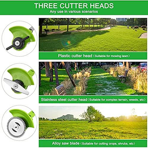 Metal Cordless Strimmers Electric with Blade Grass Trimmer with 2*Lithium Battery & Quick Change Spare Blades for Lawn Garden Pruning