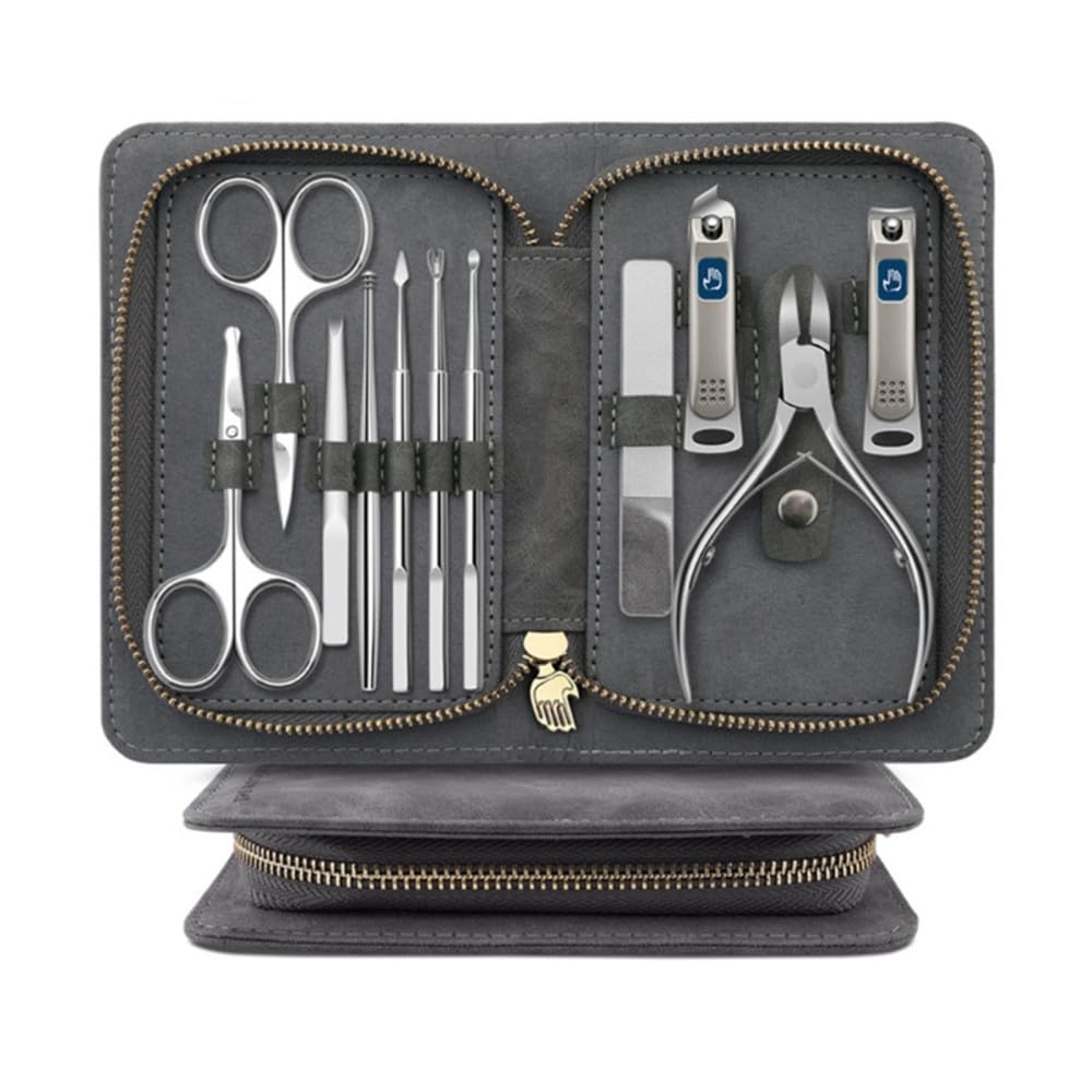 Cortaúñas, manicura y pedicura, Kit Todo en 1, Ligero y portátil, Color Gris.
