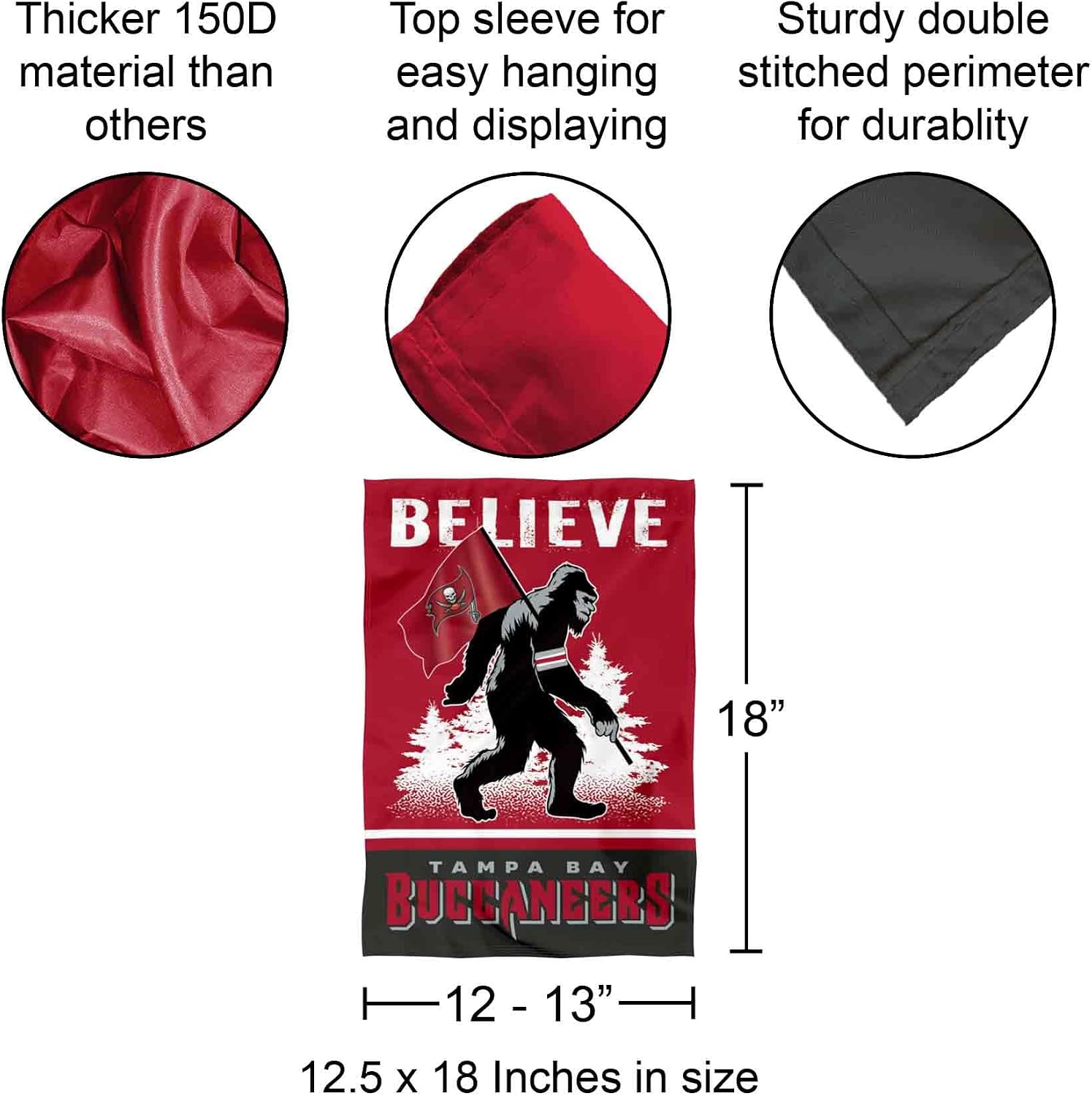 WinCraft Tampa Bay Buccaneers Bigfoot Sasquatch Believe Yard Garden Banner Flag