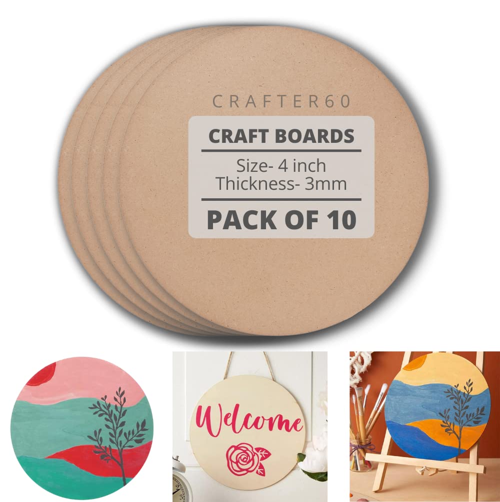 CRAFTER60 4-Inch Round MDF Boards – 3.5mm Thick Unfinished Pine Wood Cutouts | Ideal for Resin Art, Mandala Art, Pyrography, Painting | Pack of 5-image-32