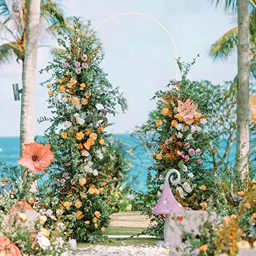 Image of Wokceer 6FT Arch Backdrop Stand White Metal Wedding Arch Backdrop Stand
