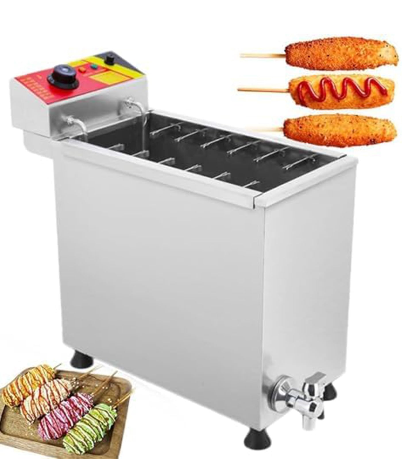 ZHIGUANYUN 21L Commercial Corn Dog and Cheese Hot Dog Stick Fryer