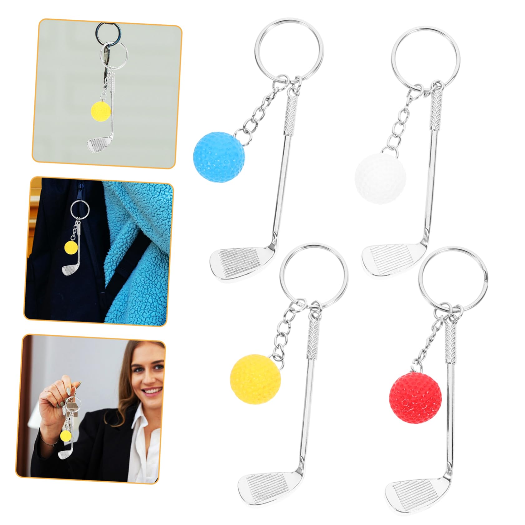 Yardwe 8 Stück Golf Anhänger Schlüsselanhänger Schlüsselanhänger Rucksack Anhänger Lustiges Accessoire Lustige Partygeschenke Golfbälle Metall