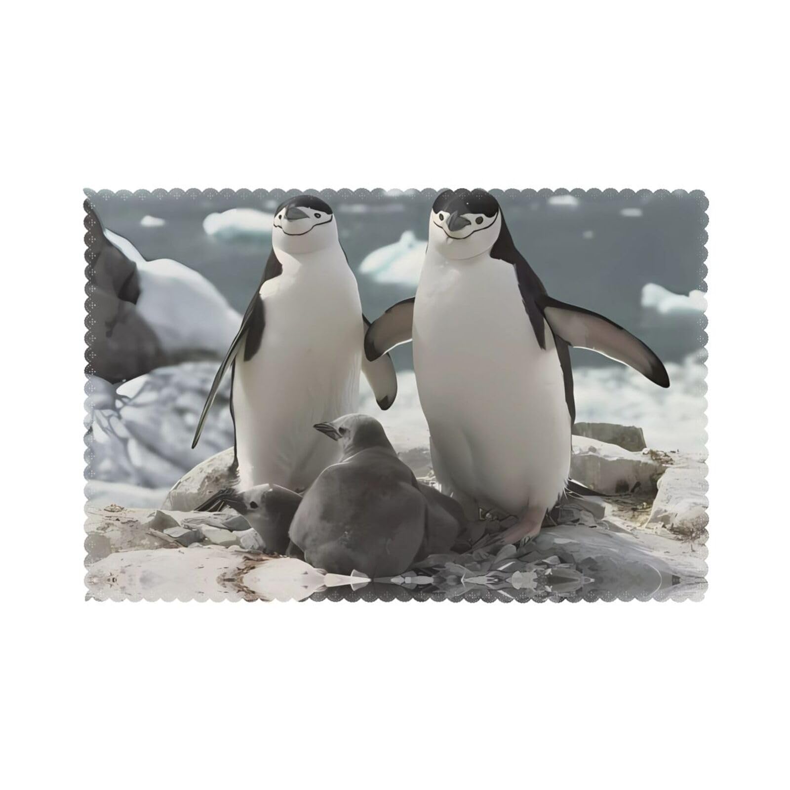 YYHWHJDE Cute Penguin Prints Placemats Set of 6 12x18in - Durable Table Layers with Heat Resistance & Customizable Prints