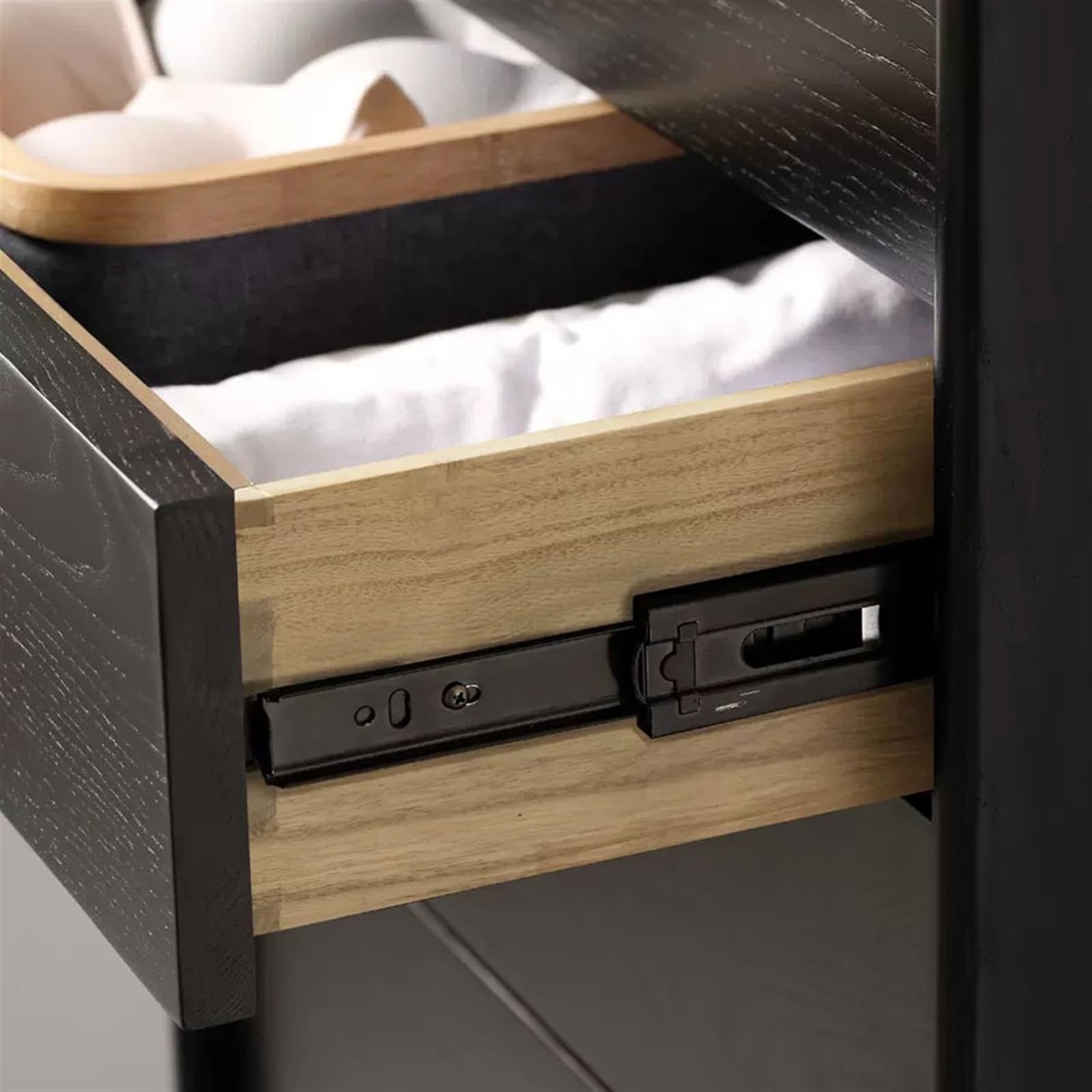 Cómoda Cajones Cajonera Alta con Almacenamiento Cómoda de Dormitorio de Madera Maciza contra la Pared Cómoda de Madera de Fresno Negro Cómoda de 5 cajones for Pasillo, Entrada Cajonera
