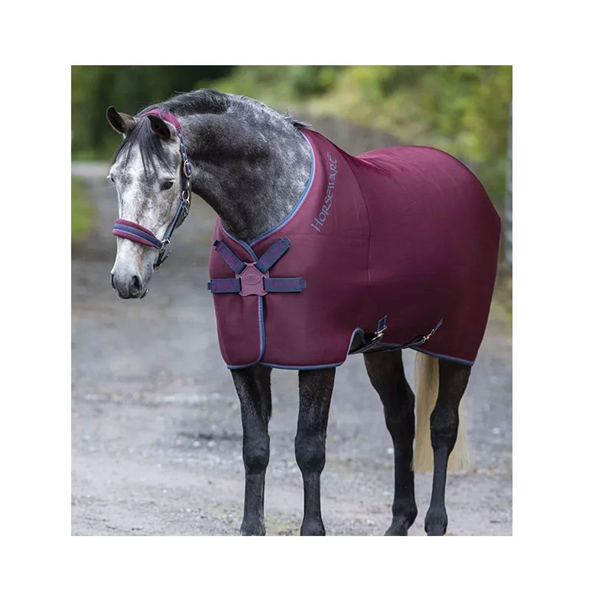 HorsewareIreland Rambo Airmax Cooler Disc Front Blanket, Color: Burg/Burg,Teal&NVY, Size: 84 (ACAT74-QQGB-84)