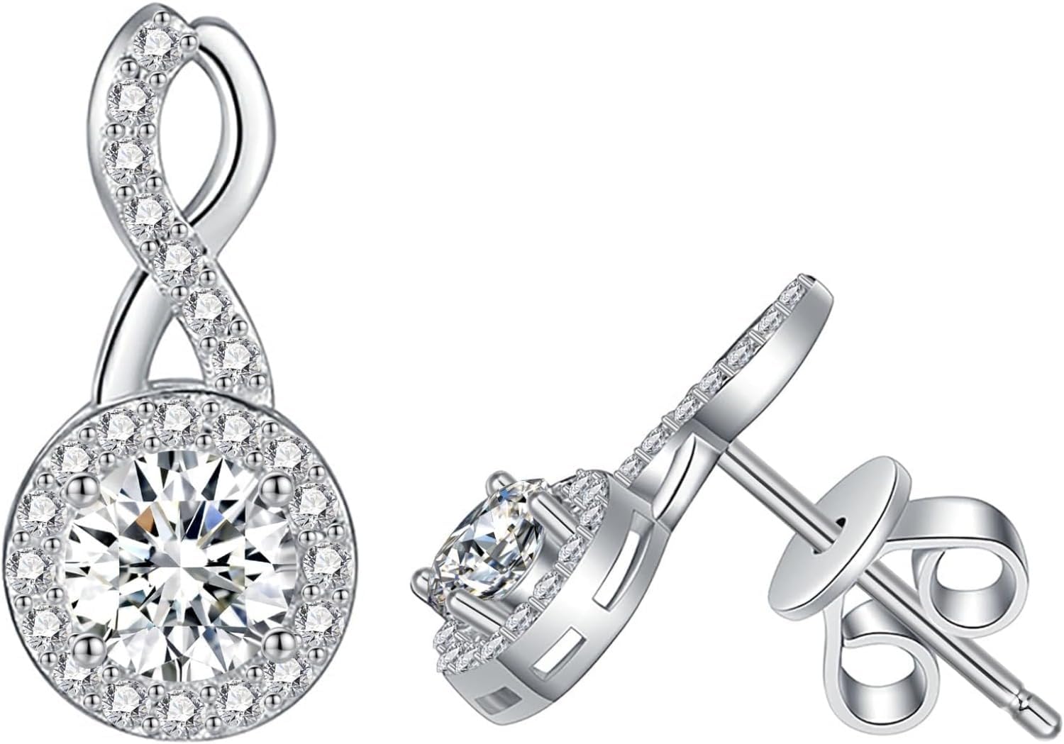 S925 Sterling Silver 1ct.tw Diamond Drop Earrings for Women, Heart Shape Hook Earring,Elegant Gift for Girlfriend on Valentine's Day