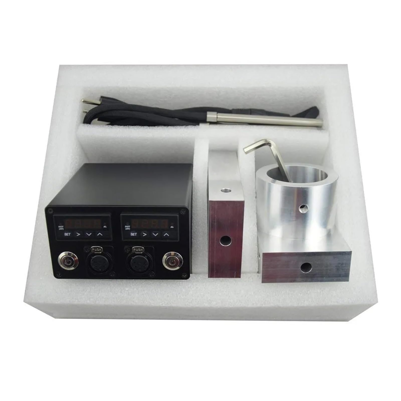 Kit de placa de prensa de resina de 3x5 pulgadas con módulo controlador de temperatura PID doble, Compatible con varias prensas hidráulicas, marco A/H