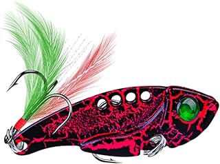 Señuelos para Peces Cuchara de Cebo de Pesca para Lucio, 55mm, 11g, con Anzuelo Triple y Pluma, Cebo Duro de Metal, Cebo Vib, Aparejos de Pesca Anzuelo