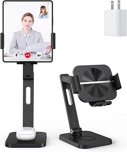 Miniatura 1 de MAKAQI Estación de carga 2 en 1 para Z Fold 432, aleación de aluminio de 3 bobinas, soporte de cargador inalámbrico rápido para Samsung Galaxy Buds