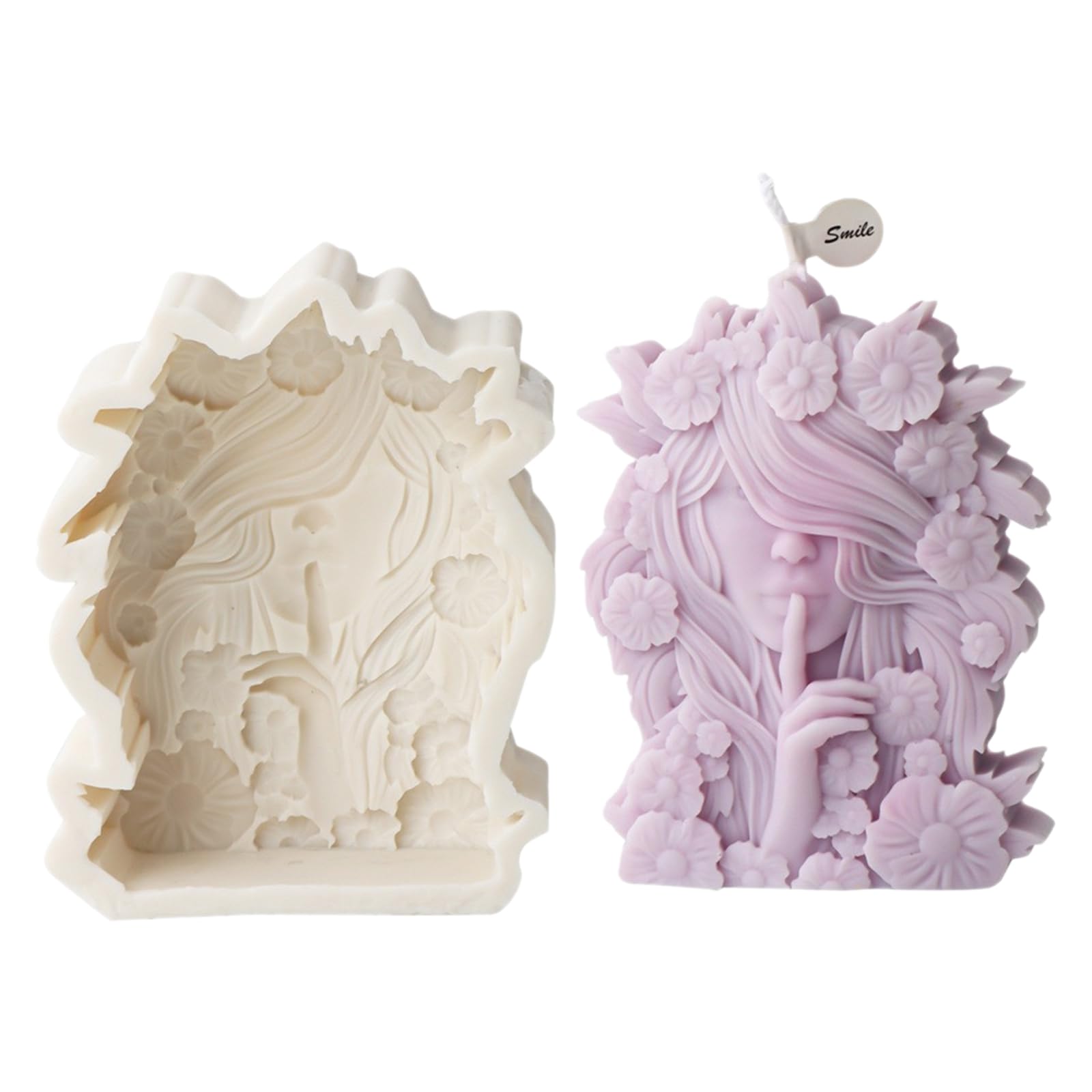Precioso molde de silicona con forma de niña de las flores, S | Decoraciones de velas únicas, forma de vela suave y flexible para proyectos, forma llamativa en forma de