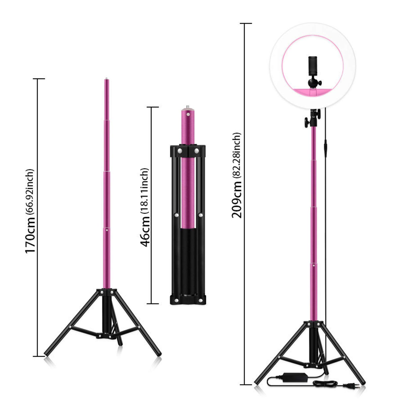 Luce LED Anello Treppiedi Luce per Selfie LED 14" con Treppiede da 170cm e Phone Holder, Telecomando Wireless, Lampada Led LED Dimmerabile per Youtube, tik tok, Trucco, Fotografia,Nero