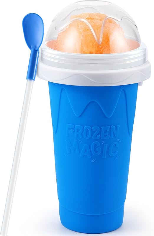 Tgosomt Slushy Cup, TIK TOK Frozen Magic Slushie Maker Cup Squeeze,Ice Cream Make,Cool Fun Stuff Things Gadgets (Blue)