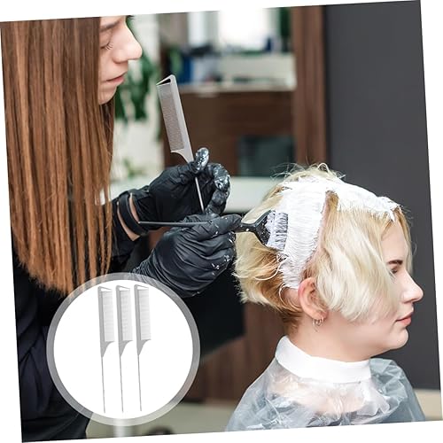 Miniatura 9 de STOBAZA Juego de 5 peines para separar el cabello con cola de rata para seccionar con precisión, peines para peinar el cabello, herramientas de