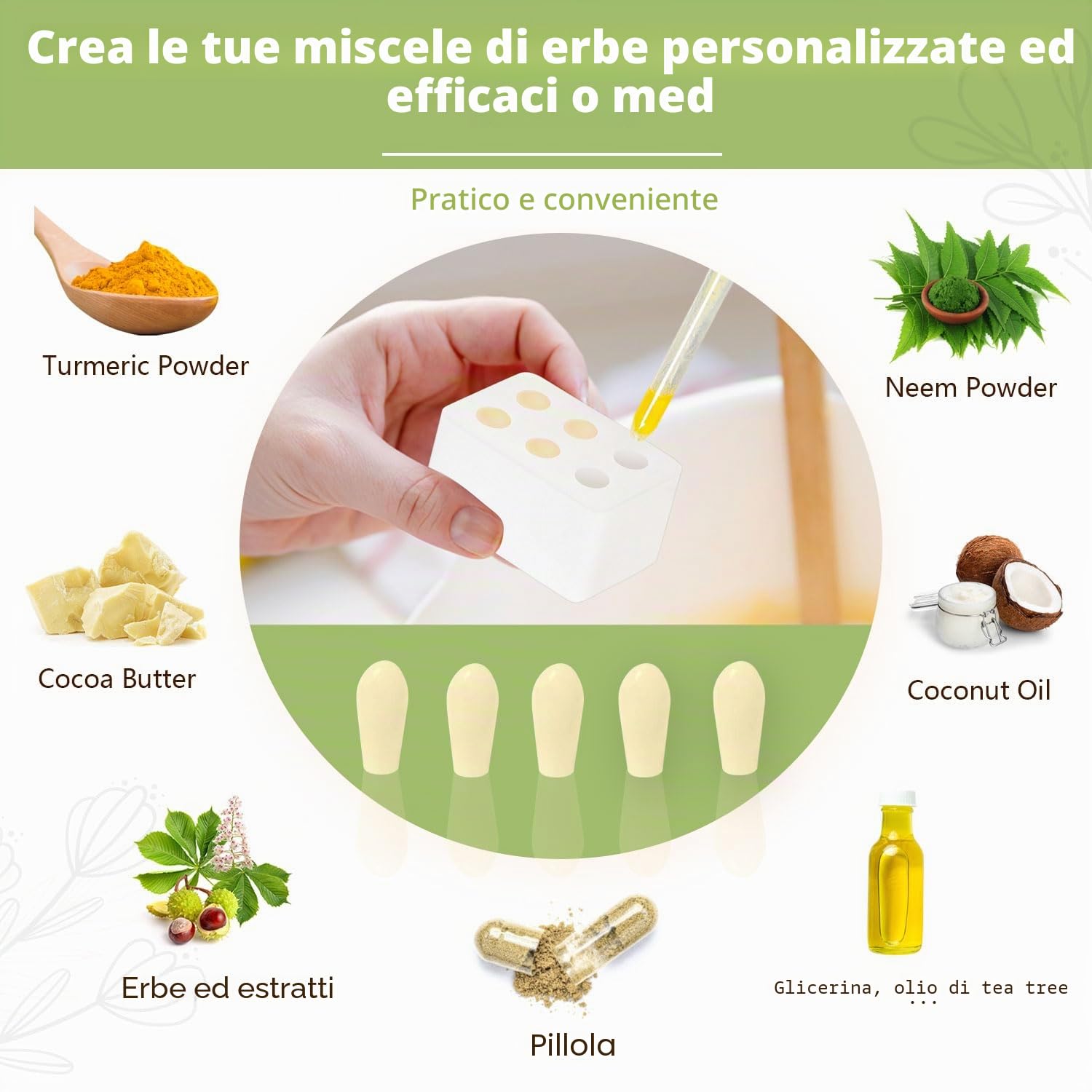 DZOTMYN - Kit di stampi in silicone per supposte, 2 ml, 4 vassoi, 10 contagocce, trasparenti, riutilizzabili