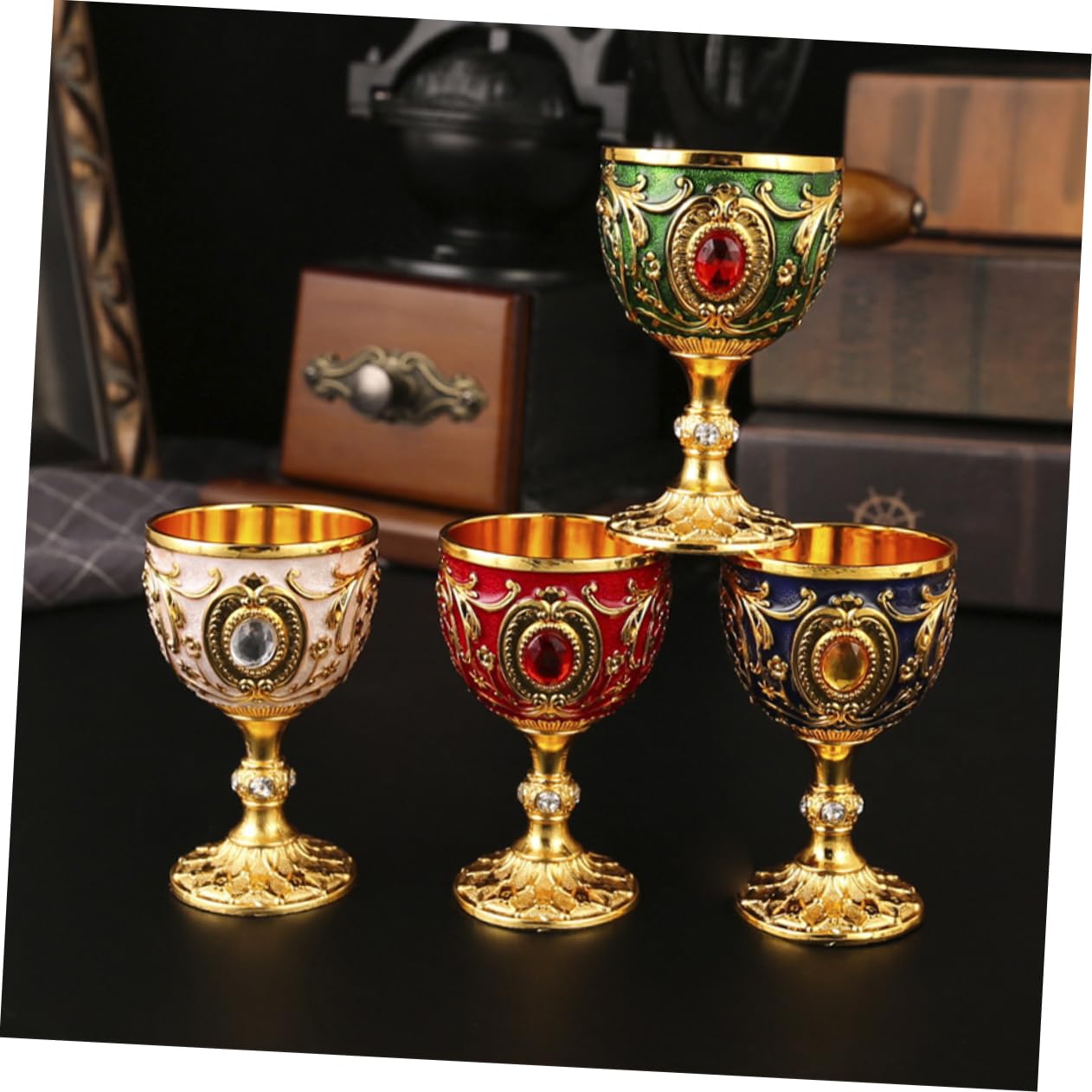 MAGICLULU Copas Medievales 6 Piezas Vaso De Bebida para El Hogar Copa del Templo Copas De Comunion Taza Copa Copa Copas De Vino Copa De Vino Casera Europeo Taza Retro Rojo Aleación De Aluminio
