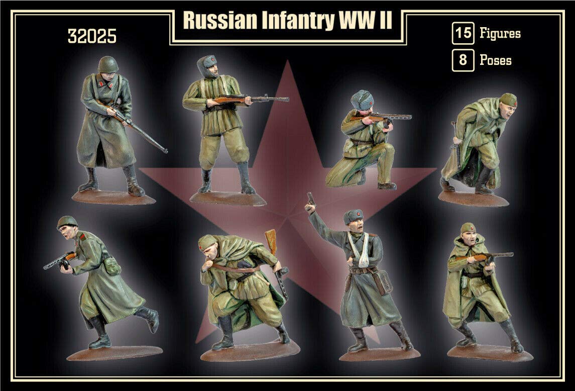 Amazon | Mars Figures 32025-1/32 - ロシア歩兵 WW II 15フィギュア
