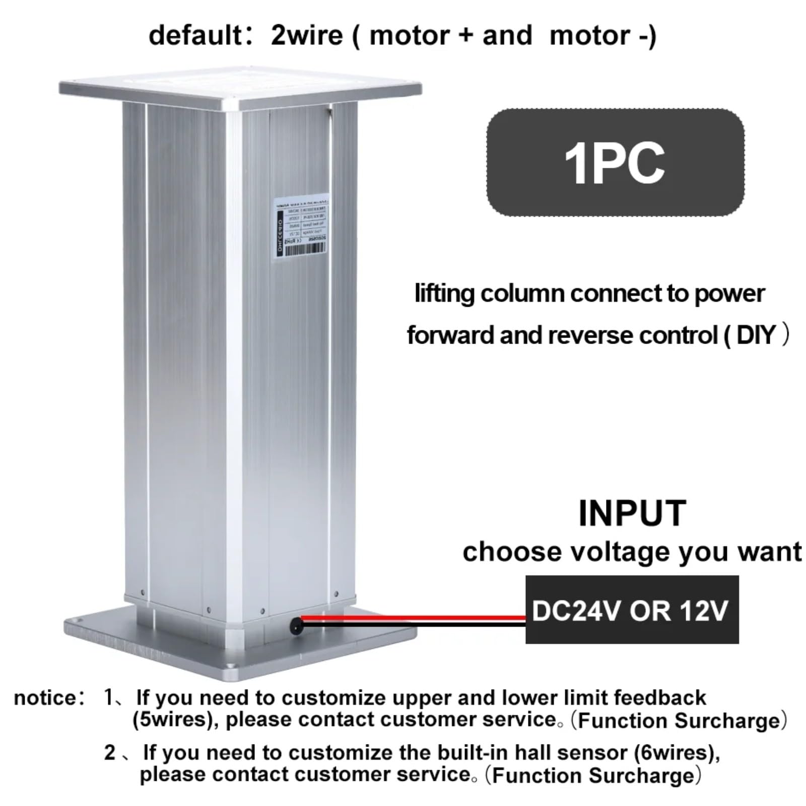 Hebe Säule 250kg Lasten 24V Motor Aluminium-Legierung Tatami Tisch Hebeplattform Höhe verstellbar(1200MM Itinerary; DC24V 13MMS 800N; 1PC)