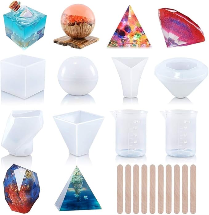 Resin Silicone Mold, 6 Pack Large Epoxy Resin Mold for