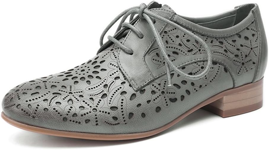 Mona flying Women's Leather Perforated Lace-up Oxfords Brogue Wingtip Derby Saddle Shoes for Girls ladis Women