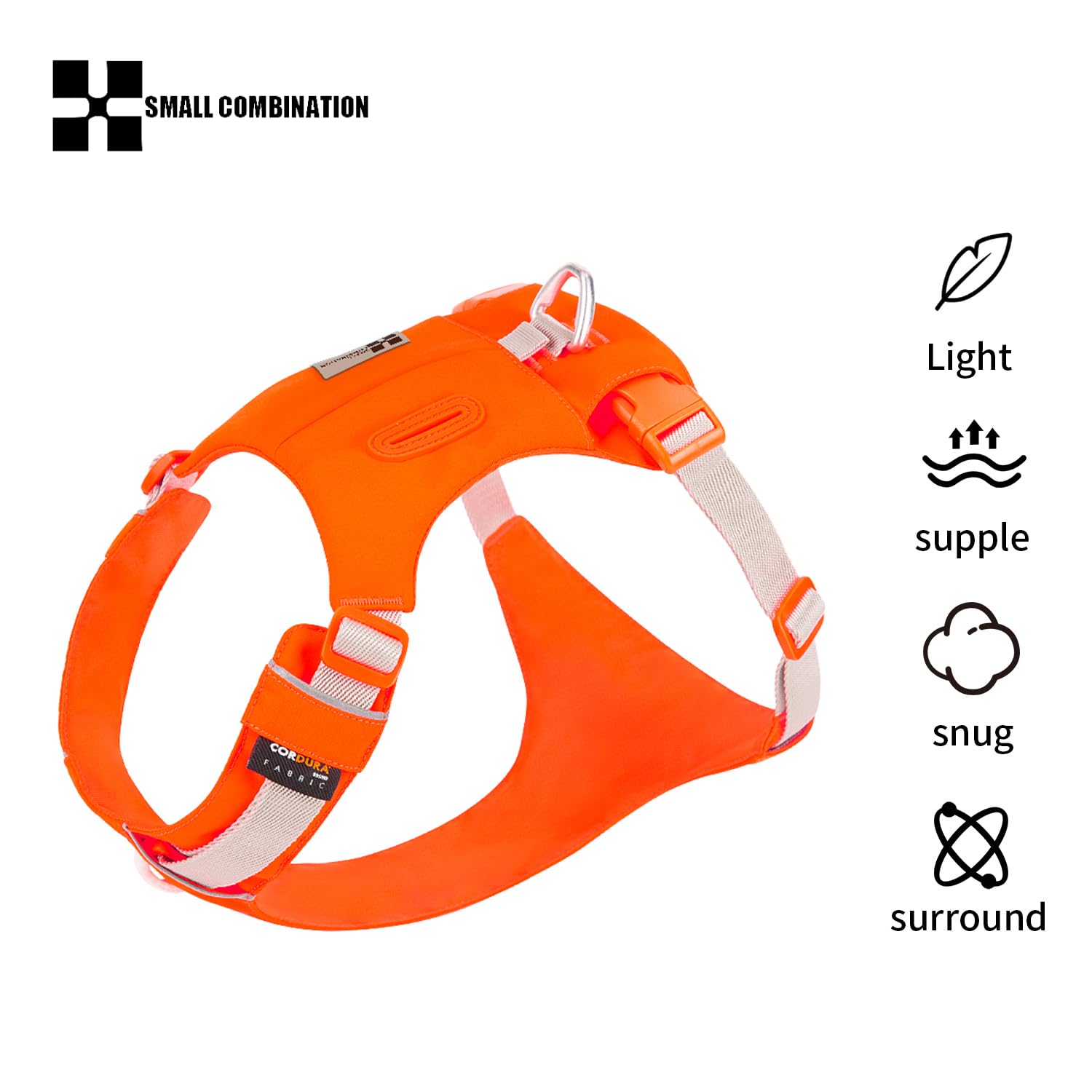 Small Combination Dog Harness Dog pocket Harness Adjustable, Turquoise (Orange, L) - Image 2