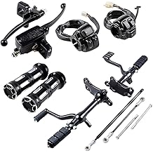 与 '96-'03 Harley Sportster XL 883 1200 1 英寸车把控制开关手柄离合器杆液压制动主缸和前置控制连杆套件兼容,黑色