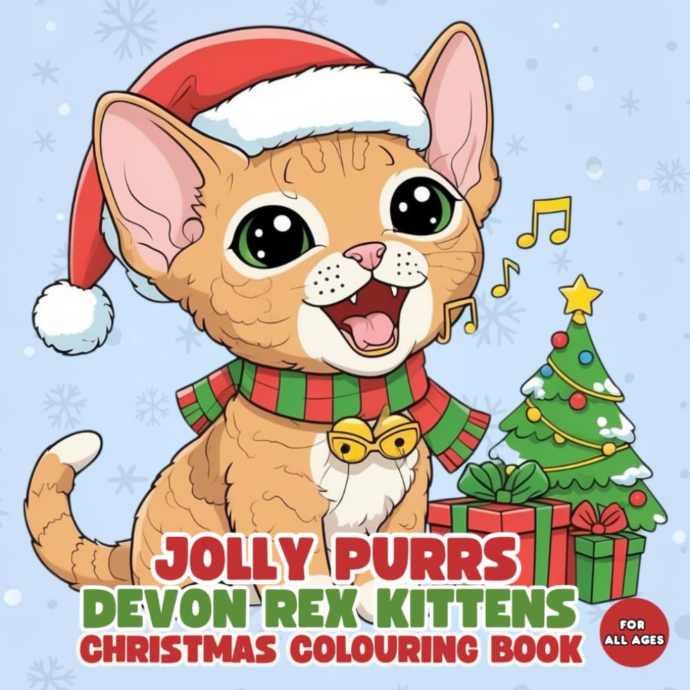 Jolly Purrs Devon Rex Kittens Christmas Colouring Book for All Ages