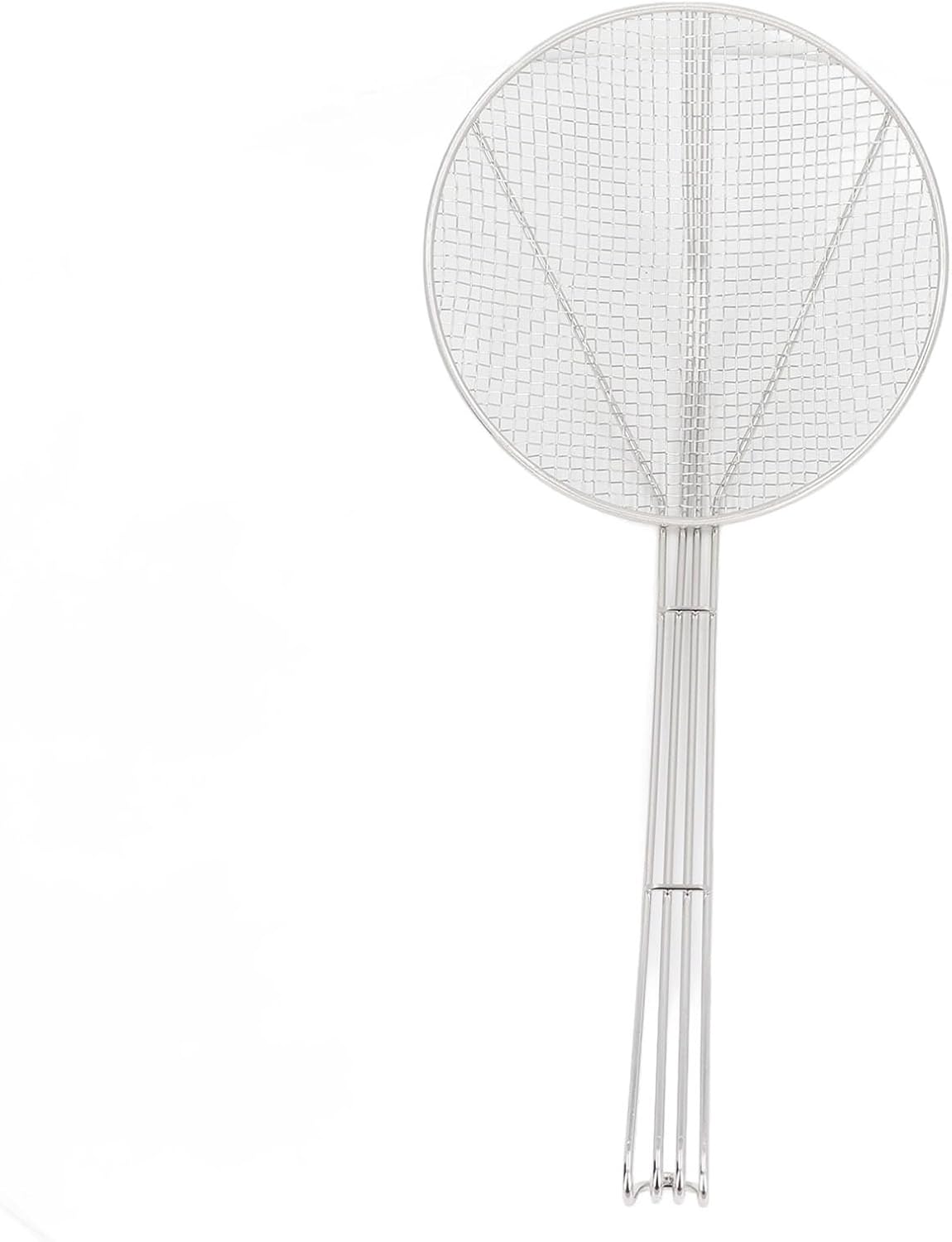 Premium Stainless Steel Skimmer Spoon, Long Handle Fine Mesh Strainer Ladle with Hook, Ideal for Cooking and Frying (24CM)