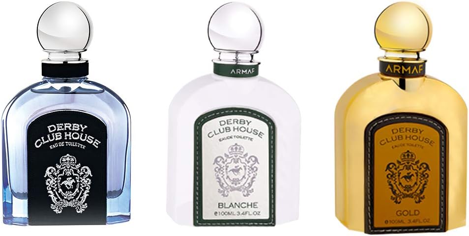 Derby Club House Collection Men's 3 Piece Perfume Set, Derby Club House Blue 100ml EDT + Derby Club House Blanche 100ml EDT + Derby Club House Gold 100ml EDT, For Him, For Men - perfumes for men