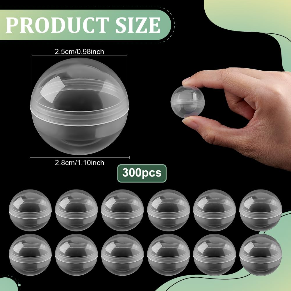 PH PandaHall 300pcs Gumball Machine Capsules 28mm Round Vending Machine Capsules Empty Gumballs Containers Clear Storage Balls for Easter Party Favors Basket Home Organization - Image 2