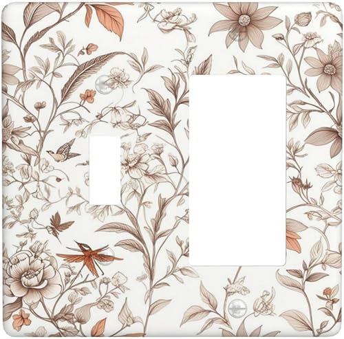 Miniatura 121 de Cubiertas Decorativas para Tomacorrientes Boho Floral Beige Flor y Hoja Botánico 1 Gang Interruptor de Luz Dúplex Placa Cubierta Placas de Boho