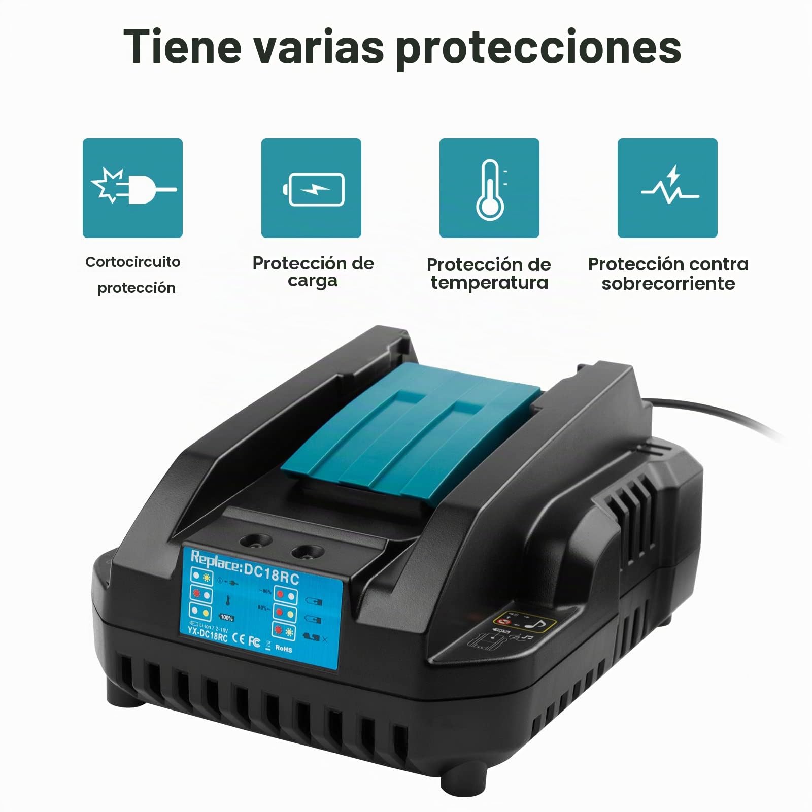 ASUNCELL 4A DC18RC cargador rápido compatible con Makita 14,4V-18V Li-Ion batería de repuesto BL1815 BL1830 BL1840 BL1850 BL1860 BL1890 BL1415 BL1430 BL1440