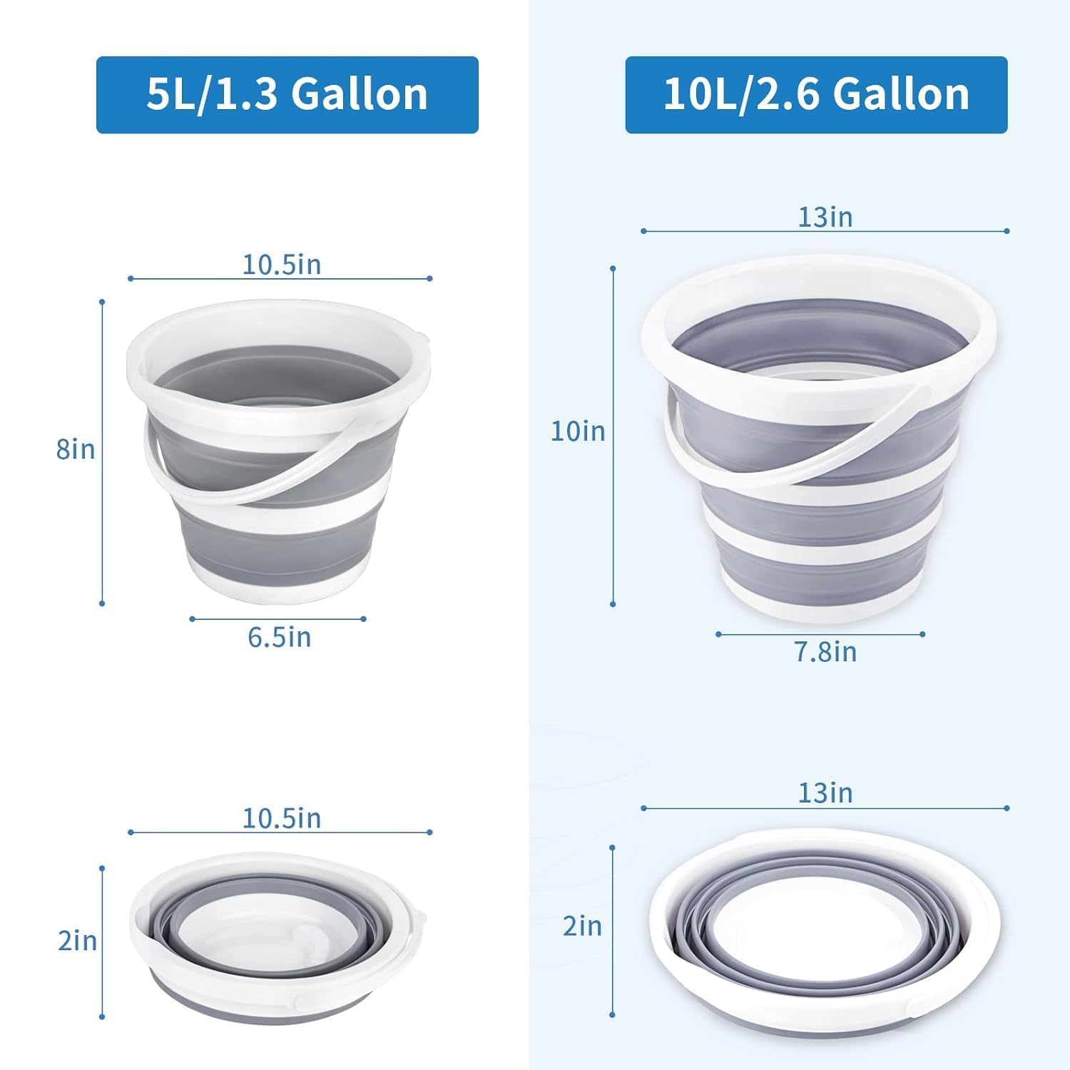 Buyntry Collapsible Bucket Folding Gallon Cleaning Bucket Mop Bucket Foldable Portable Small Plastic Water Supplies for Outdoor Garden Camping Fishing Car Wash Space Saving (10 Liter) 2