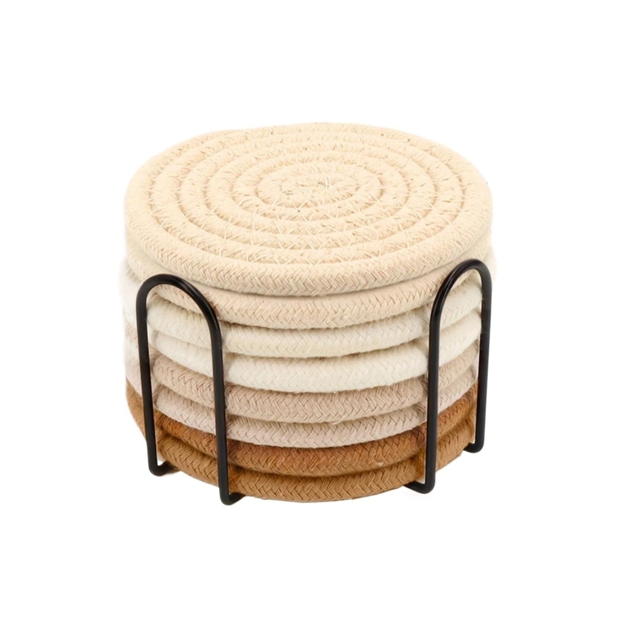 Insulated Coasters 8 Coasters Plus A Base Woven Coaster Set With Holder Cup Coasters Absorbent For Coffee Tea Drinks for Home Decor Dining Table(A)