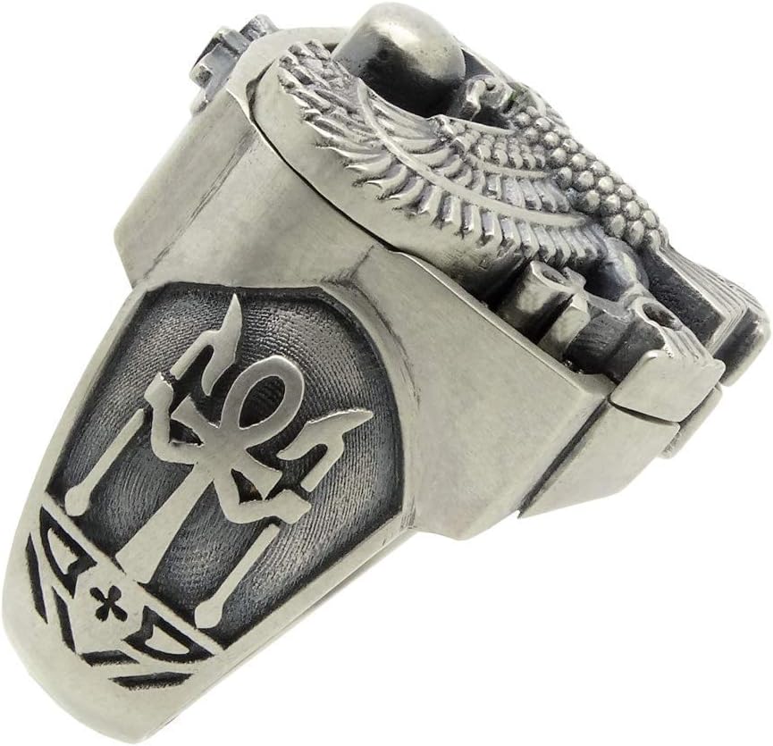 Egyptian Eagle Eye of Horus Falcon Sterling Silver 925 Ankh Mens Ring