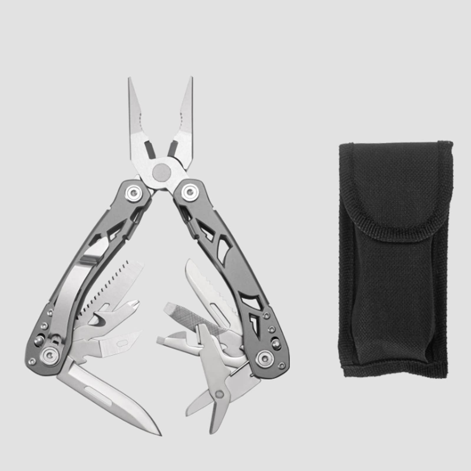 16-En-1 Multifonctions Conçue Outil Multitool Pince De Poche Acier Inoxydable Couteau Pliant Avec Poignée Ergono Pour Extérieur,Survie,Camping,Randonnée,Réparation Simple