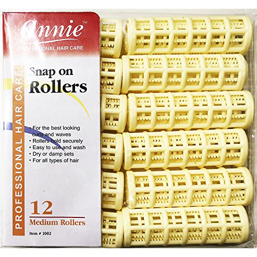 Annie Snap on Rollers #1002, 12 Count Yellow Medium 3/4 Inch (3 Pack)