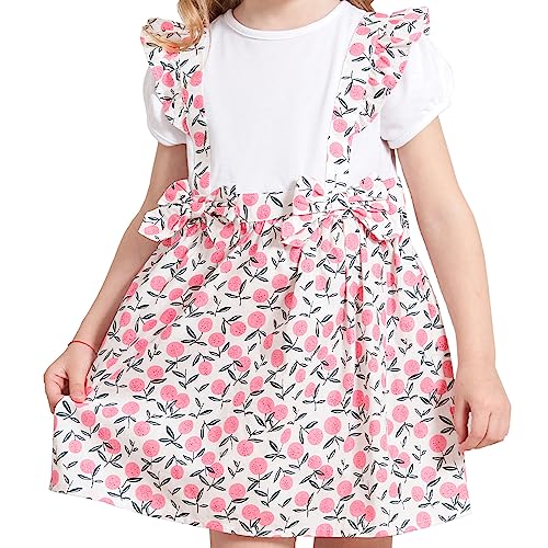Sosomi Toddler Summer Dress Cotton One-Piece Pink Toddler Dress 3T Cute Toddler Girl Dress Floral Print Toddle Dress Pink Dress For Girls Ruffle Girls' Dresses Little Girl Dress Cute #TOP6