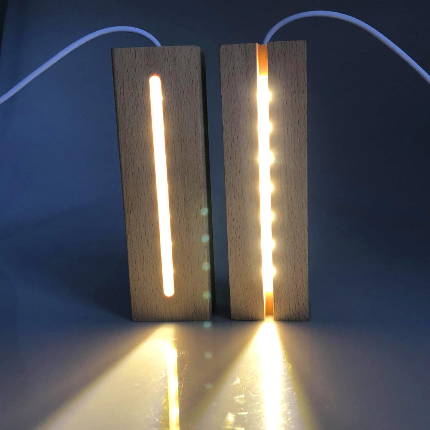 Mountain Sea Light Resin Molds with 3PCS Rectangle Wooden LED Lighted Display Pedestals