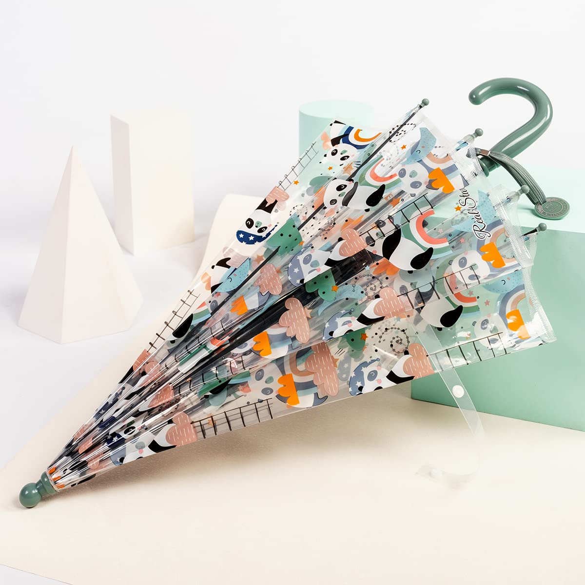 Chesoon Enfants Parapluie Dôme clair pour garçons filles avec poignée avec crochet ouvert automatiquement parapluie coupe-vent