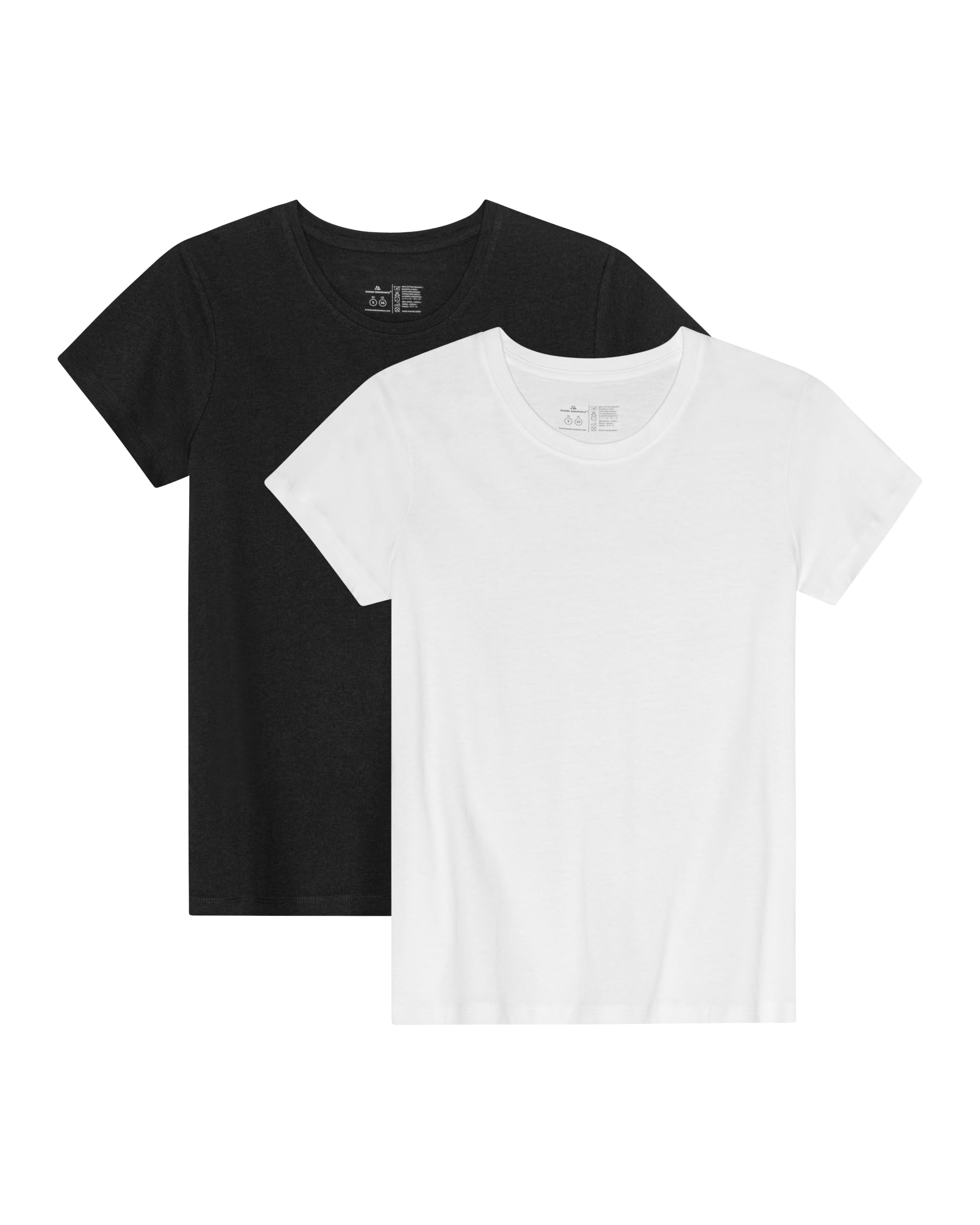 DANISH ENDURANCE Kurzarm Tshirt Damen aus Modal & Bio-Baumwolle, Rundhals- oder V-Ausschnitt, Atmungsaktiv & Stretch, 1er oder 2er Pack