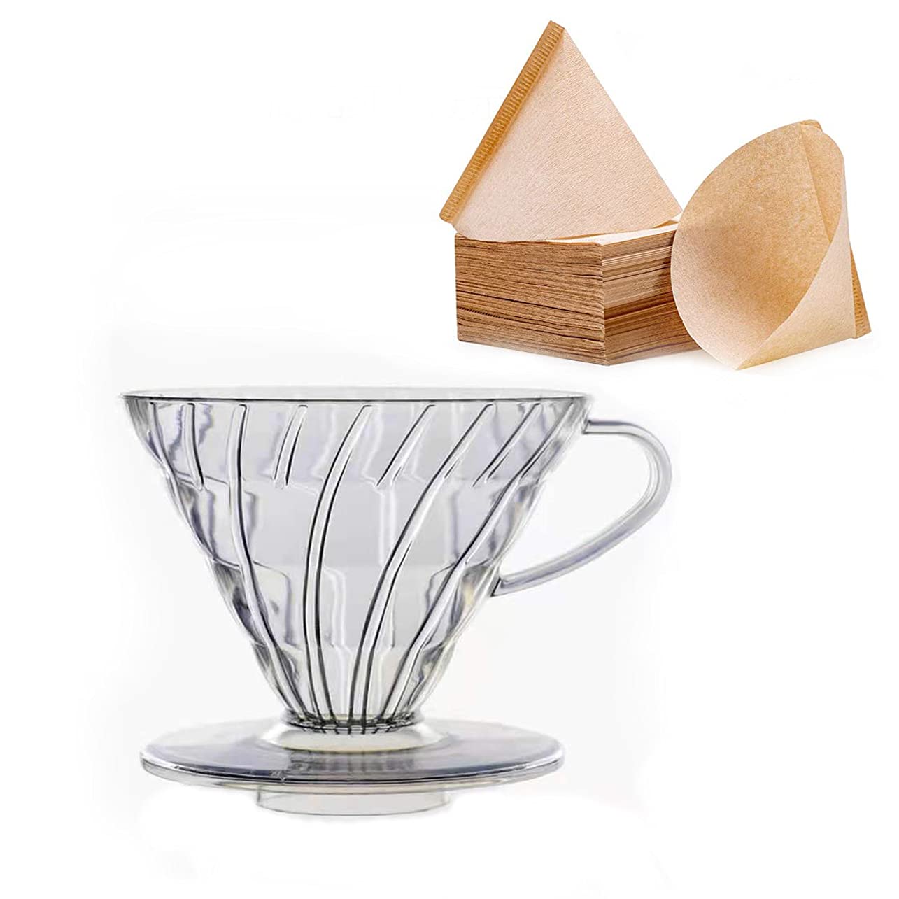 TAME Pour Over Coffee Dripper and Filter Paper Set, Dripper and 40