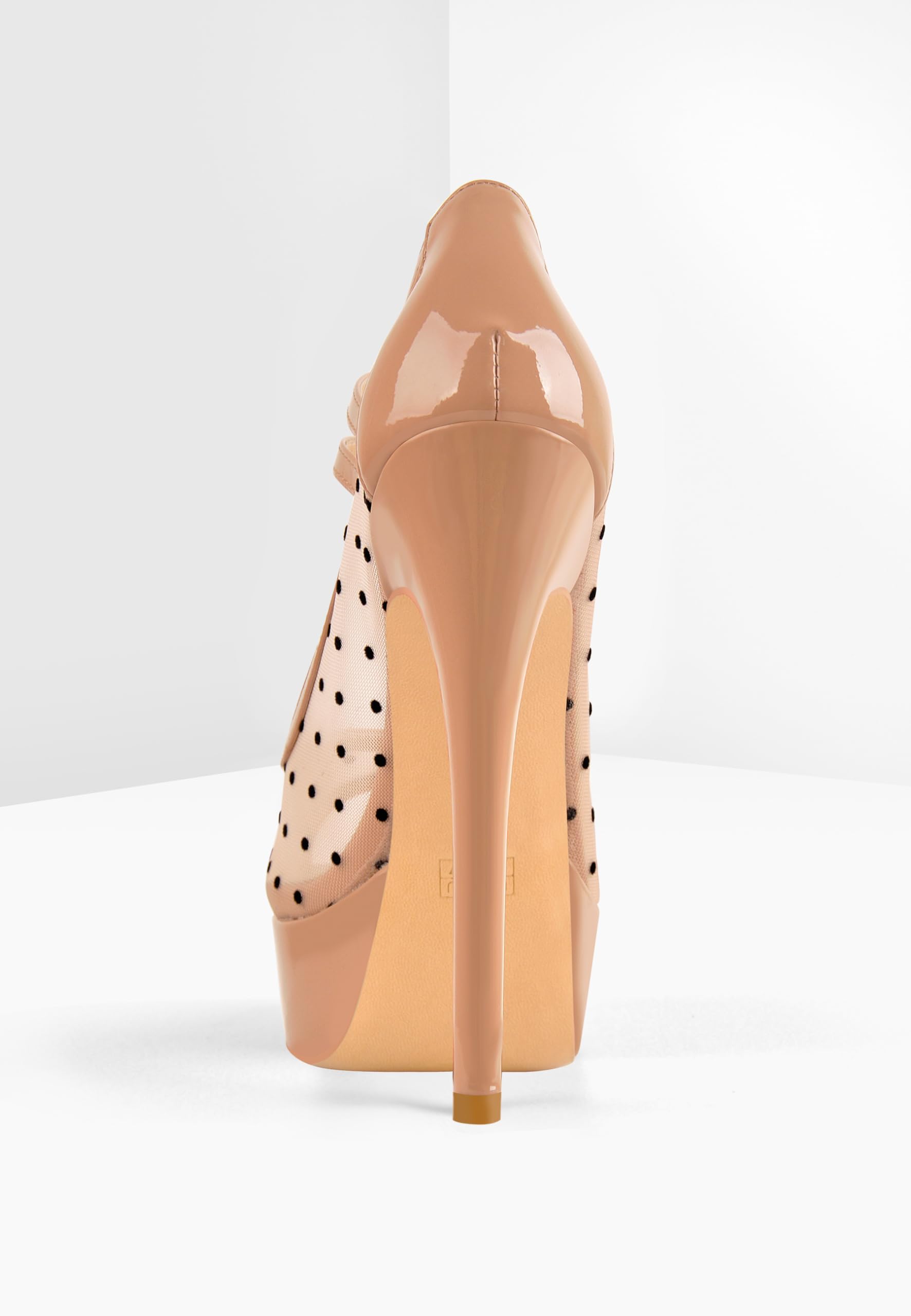 onlymakerheels Women's Platform Sandals Mesh Ankle Strap Stiletto High Heels Open Toe Peep Toe: 7 Nude