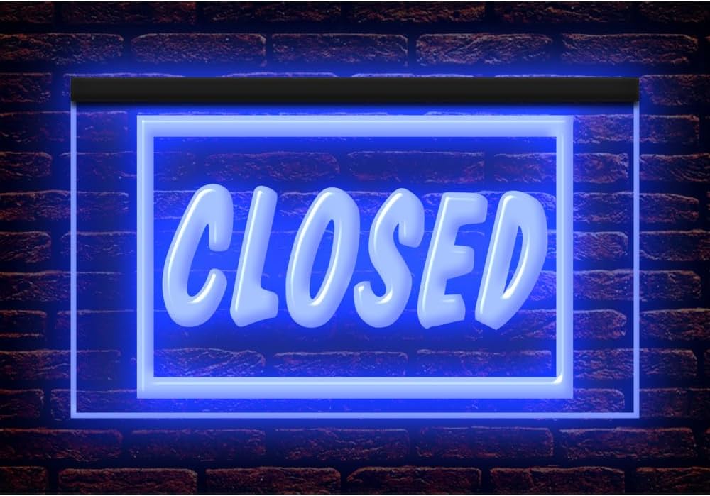 120086 Closed Shop Store Restaurant Cafe Business Display LED Night Light Neon Sign (12" X 8", Blue)