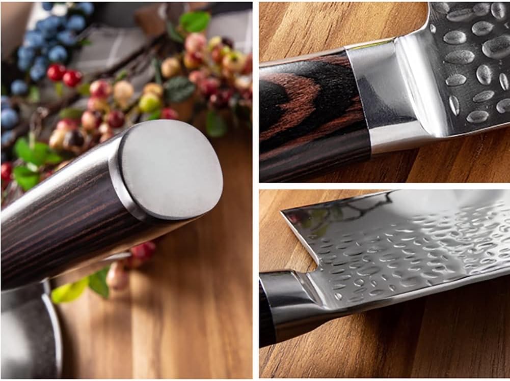 MAYiT Meat Cleaver Knife, 7 Inch Chef Knife Handmade Forged Meat Chopping Cleaver Slicing Vegetables Chinese Kitchen Knife 4Cr14Mov Stainless Steel